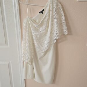 Lauren Ralph Lauren Cream Asymmetrical One Shoulder Dress